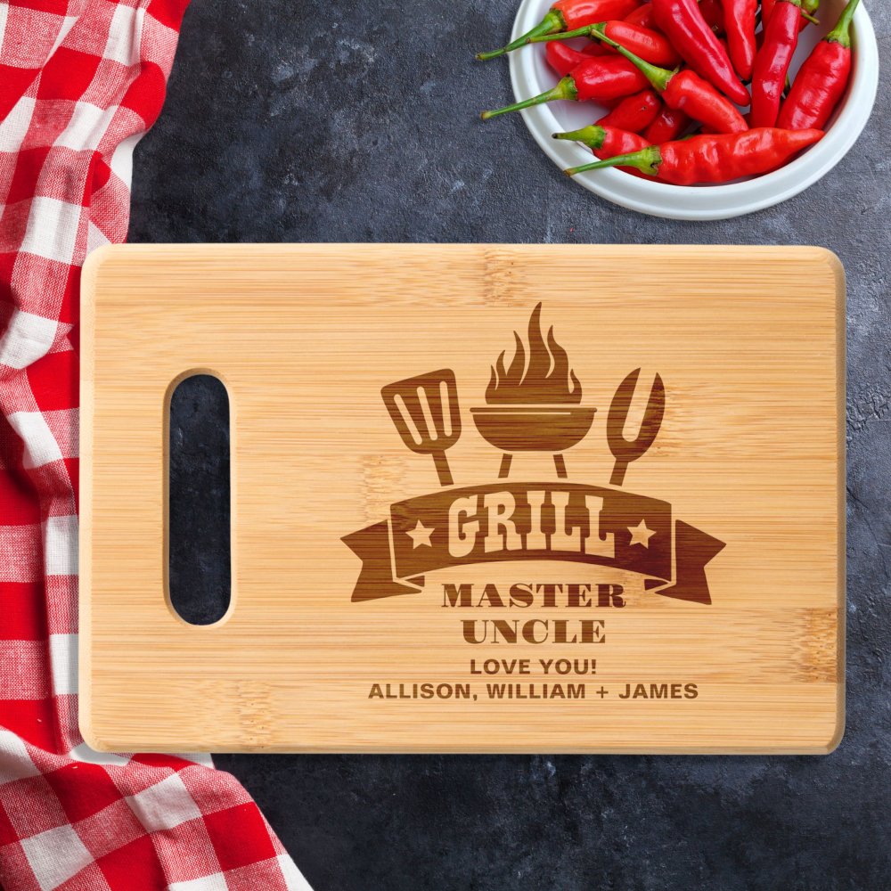 Discover Grill Master Uncle Personalized Cutting Board