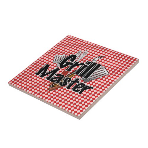 Grill Master with BBQ Tools  Picnic Table Ceramic Tile