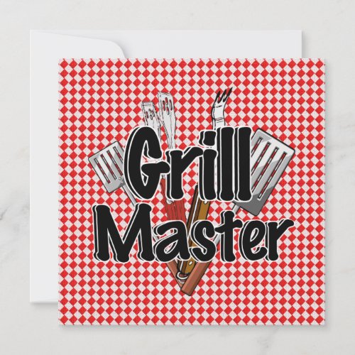 Grill Master with BBQ Tools  Picnic Table Invitation