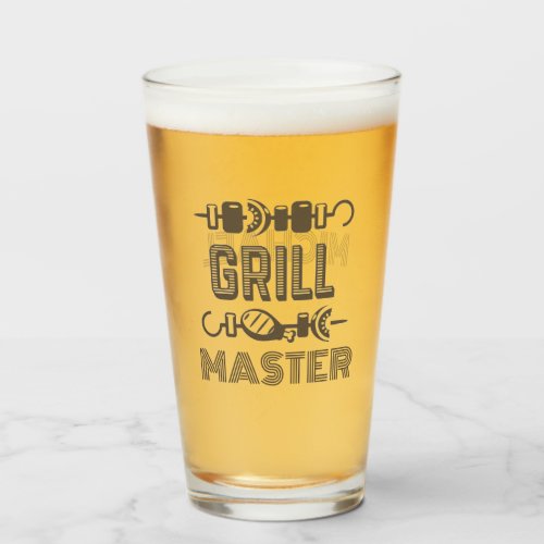 Grill Master with Name Glass