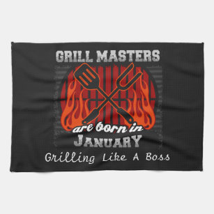 Grill Masters Are Born In January Add A Slogan Kitchen Towel