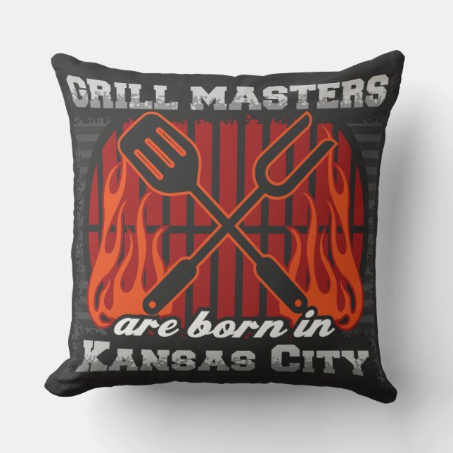 Grill Masters Are Born In Kansas City Outdoor Pillow (Front)