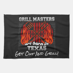 Grill Masters Are Born In Texas Add A Slogan Kitchen Towel
