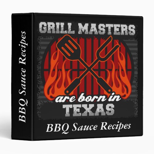 Grill Masters Are Born In Texas Personalized Binder