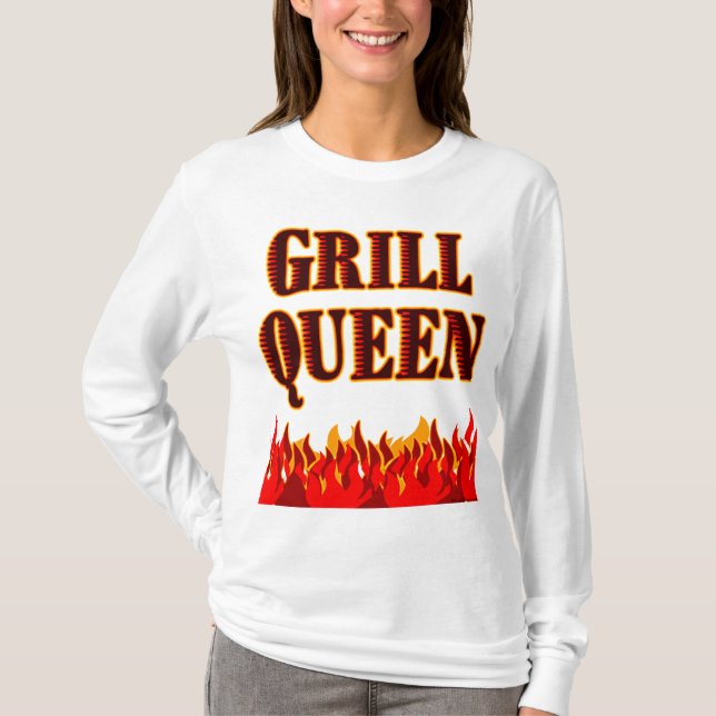 Grill Queen Funny BBQ Saying T-shirt (Front)