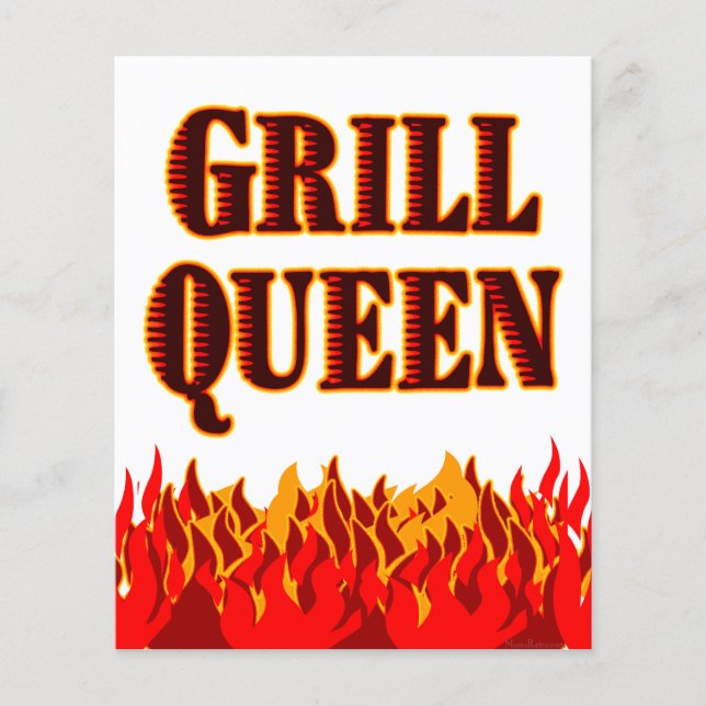 Grill Queen Red Flames Custom Flyer Template (Front)