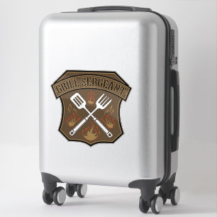 Grill Sergeant Badge Design with Spatula and Fork Sticker