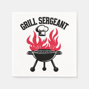 Grill Sergeant BBQ Dad Funny Party Napkins