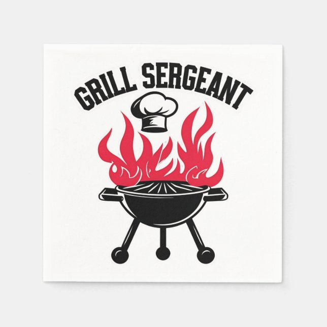 Grill Sergeant BBQ Dad Funny Party Napkins (Front)