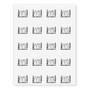 Grill Sergeant BBQ Grilling Hobby Funny Men Women Temporary Tattoos