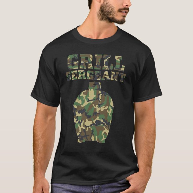 Grill Sergeant Camo BBQ Shirt for Outdoor Cooks (Front)