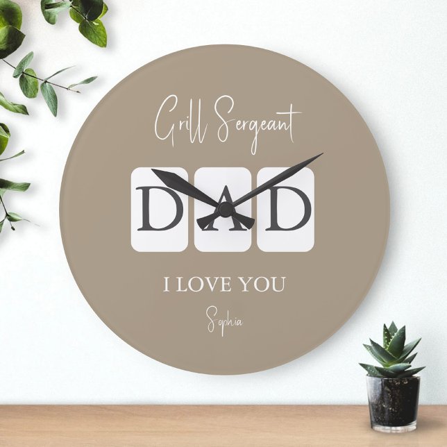 Grill Sergeant Dad I Love You Name Customized Large Clock (Creator Uploaded)