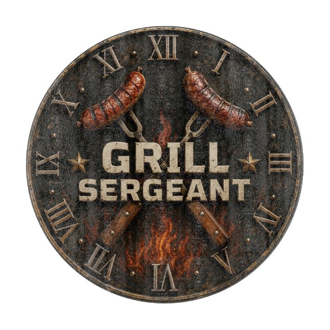 Grill Sergeant Funny BBQ Grill Master Barbecue  Cutting Board (Front)