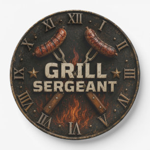 Grill Sergeant Funny BBQ Grill Master Barbecue Paper Plates