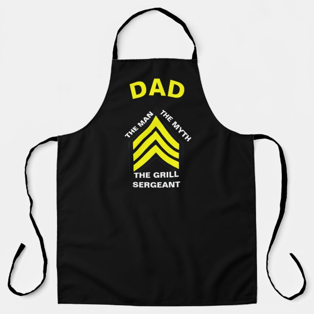 Grill Sergeant, Personalized Dad #Fathersdaygift Apron (Front)
