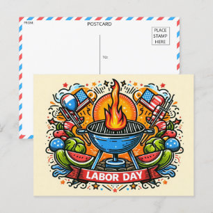 Grill & Thrill Labor Day Celebration Postcard