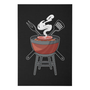 Grill with Meat fork & Spatula Faux Canvas Print
