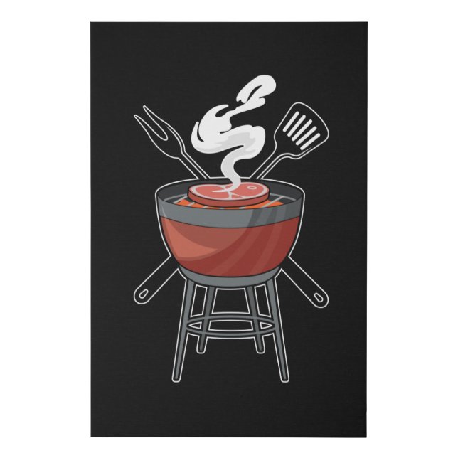Grill with Meat fork & Spatula Faux Canvas Print (Front)