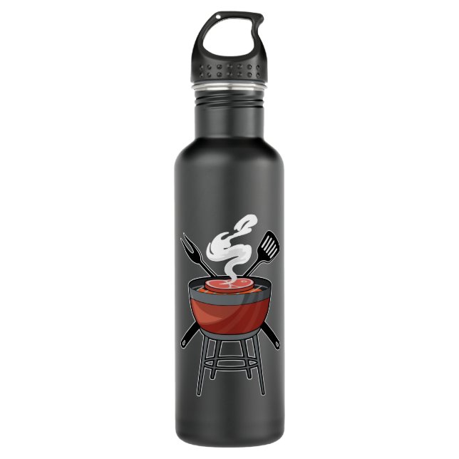 Grill with Meat fork & Spatula Stainless Steel Water Bottle (Front)