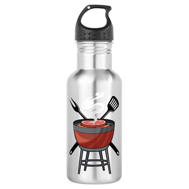 Grill with Meat fork & Spatula Stainless Steel Water Bottle (Front)