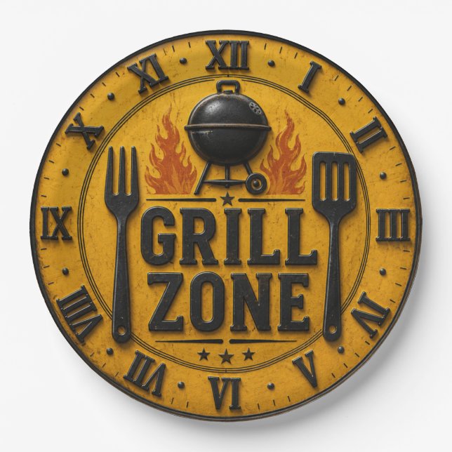 Grill Zone BBQ Grill Master Kitchen Rustic  Paper Plates (Front)
