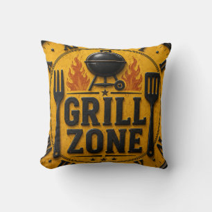 Grill Zone BBQ Grill Master Kitchen Rustic Throw Pillow