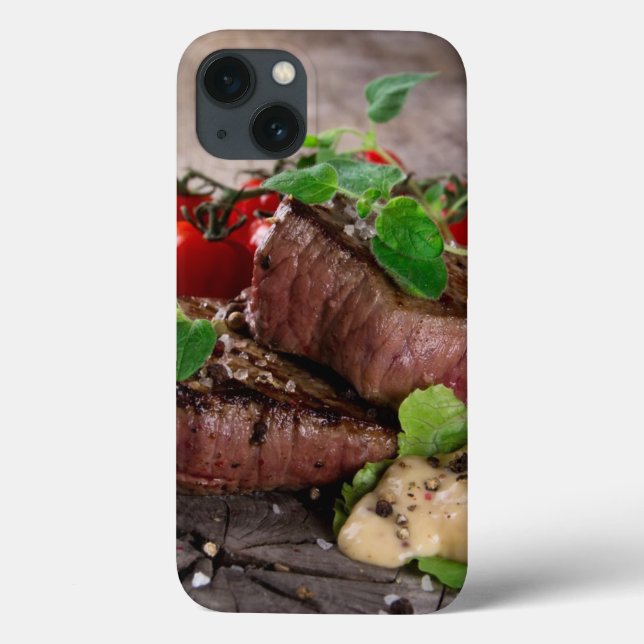 Grilled bbq steaks with fresh herbs and tomatoes Case-Mate iPhone case (Back)
