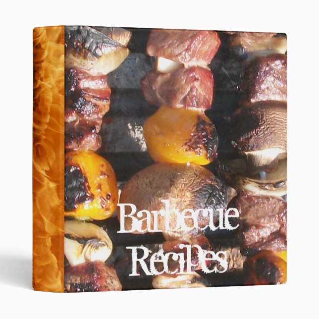 Grilled Beef and Veggie Kabobs and Fire 3 Ring Binder (Front/Spine)