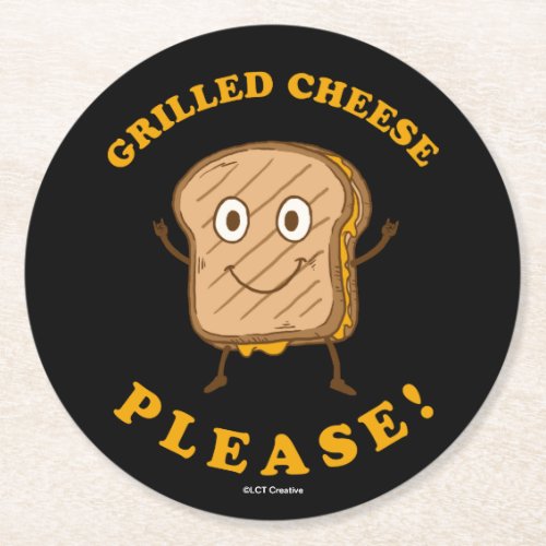 Grilled Cheese Please Round Paper Coaster