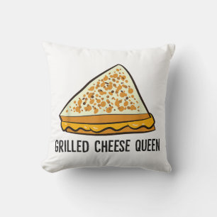 Grilled Cheese Queen Funny Grilled Cheese  Throw Pillow