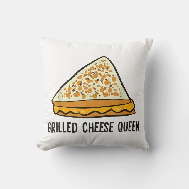 Grilled Cheese Queen Funny Grilled Cheese  Throw Pillow (Front)