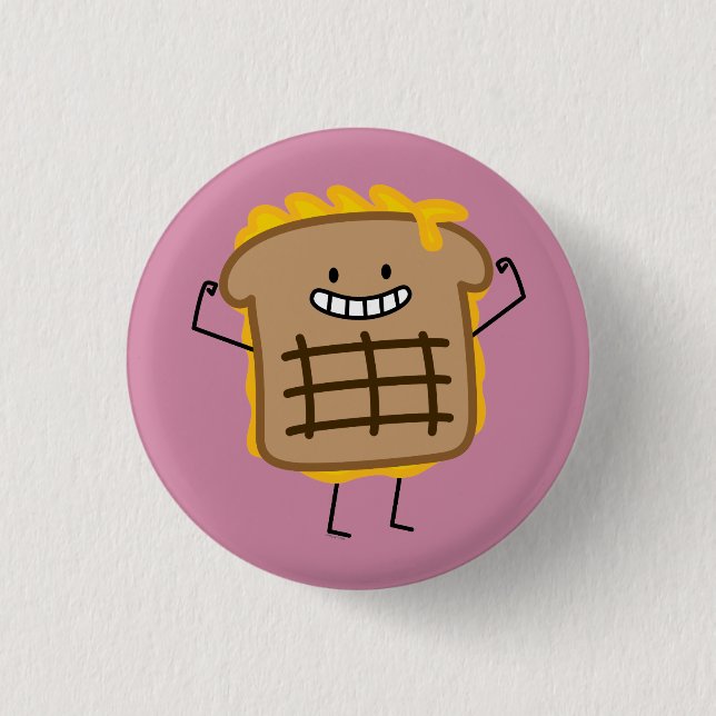 Grilled Cheese Sandwich Cheddar Toasted Bread Pinback Button (Front)