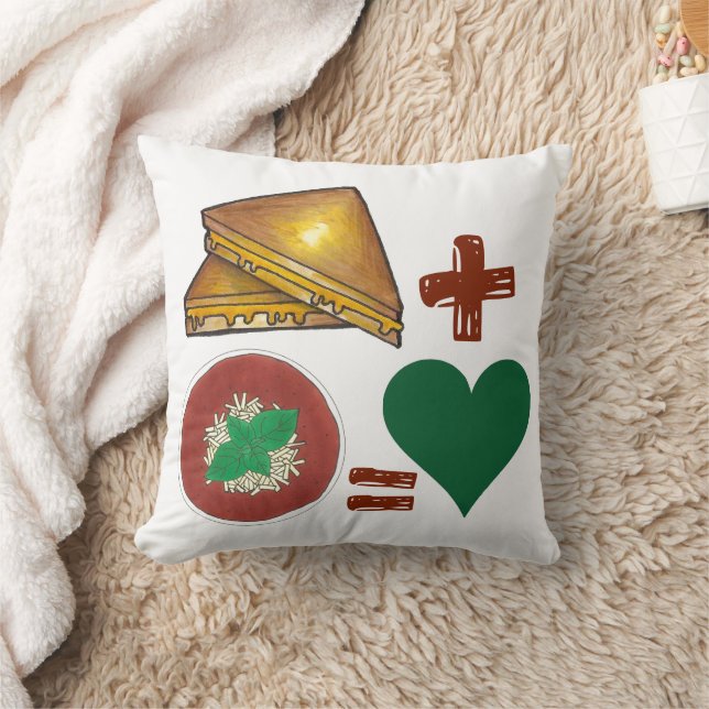 Grilled Cheese Sandwich + Tomato Soup = Love Heart Throw Pillow (Blanket)