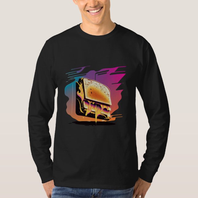 Grilled Cheese Synthwave 80s Retrowave Aesthetic T-Shirt (Front)