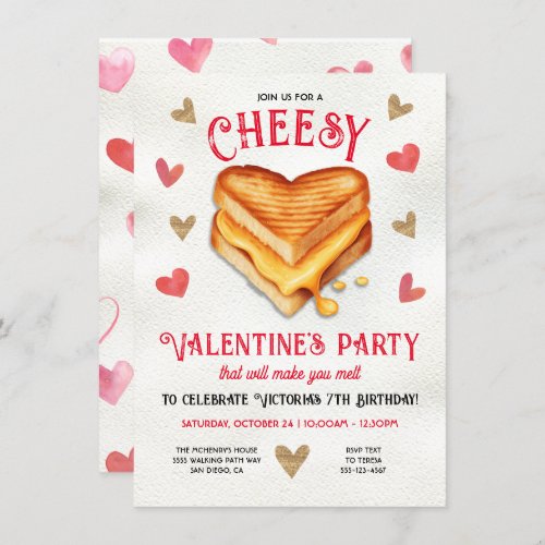 Grilled Cheese Valentines Galentines day Party Invitation