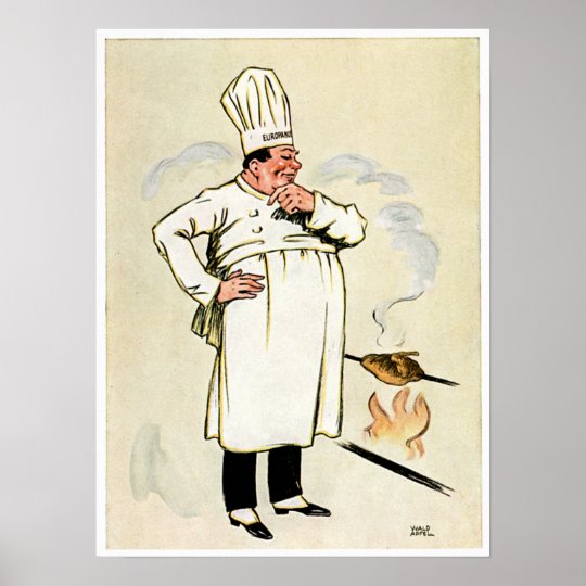 Grilled Chicken Chef Vintage Food Ad Art Poster R3824748ee514470bbdae22ba34d3e760 Uv4g 8byvr 540 