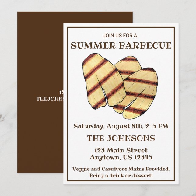 Grilled Halloumi Cheese BBQ Barbecue Cookout Invitation (Front/Back)