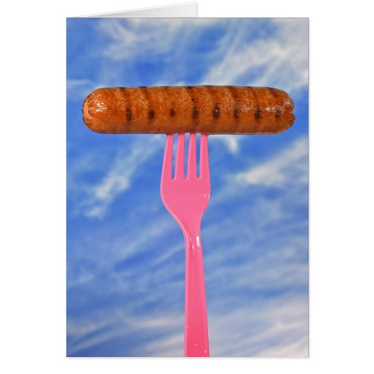 grilled hot dog on fork cards (Front)