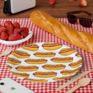 Grilled Hot Dog Pattern Paper Plates