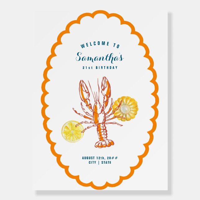 Grilled Lobster BBQ Seafood Summer Party Welcome Foam Board (Front)