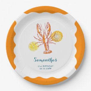 Grilled Lobster Tails BBQ Seafood Summer Birthday Paper Plates