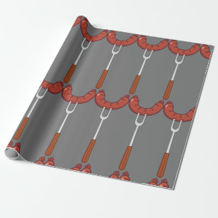 Grilled Sausage on BBQ Fork Wrapping Paper