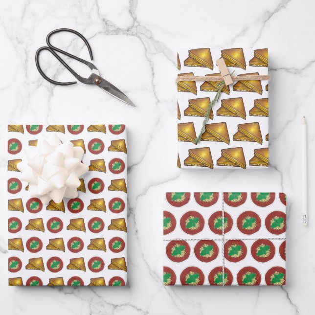 Grilled Toasted Cheese Sandwich and Tomato Soup Wrapping Paper Sheets (Front)