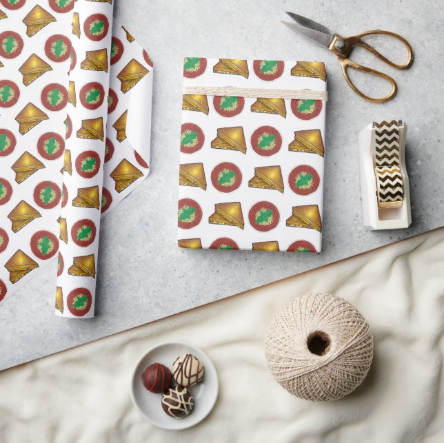 Grilled Toasted Cheese Sandwich Tomato Soup Lunch Wrapping Paper (Crafts)