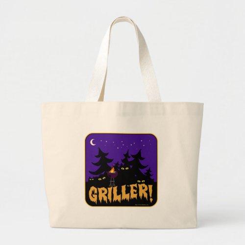 Griller Thriller Horror Story BBQ Cartoon Large Tote Bag