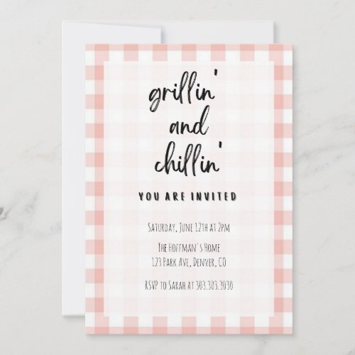 Grillin and Chillin Gingham BBQ Invitation