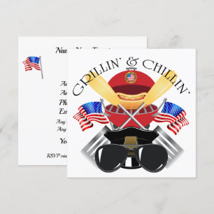 Grillin' and Chillin' Patriotic Cookout Invitation