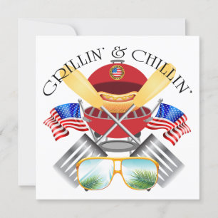 Grillin' and Chillin' Patriotic Cookout Invitation