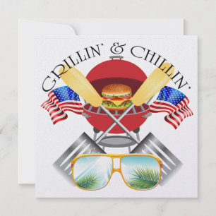 Grillin' and Chillin' Patriotic Invitation
