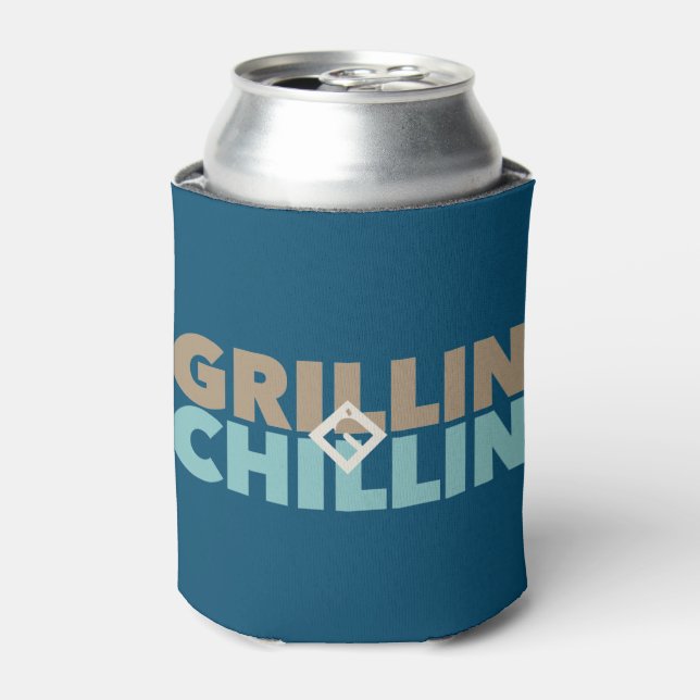 Grillin' and Chillin' Personalized Can Cooler (Can Front)